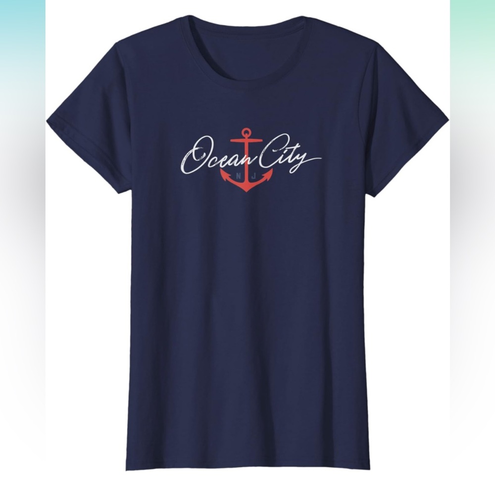 Navy blue Ocean City NJ t-shirt; women’s size large